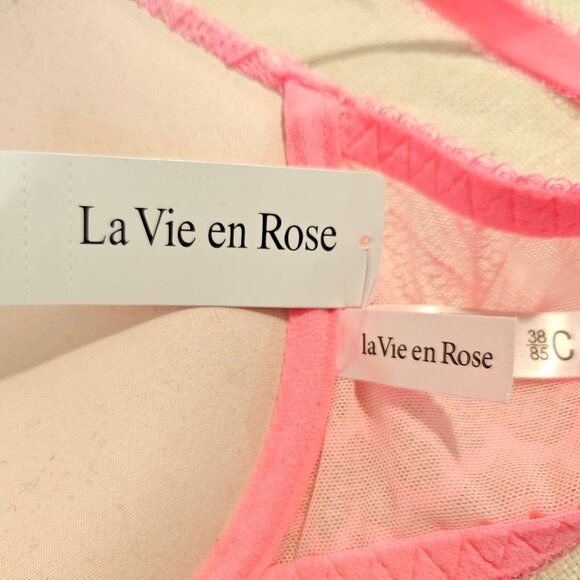 La Vie en Rose Pink Underwire Lace Bra - Size 38C - Picture 5 of 7